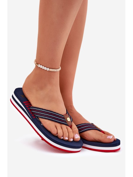 Women's Wedge Flip Flops Big Star RR274A126 Navy