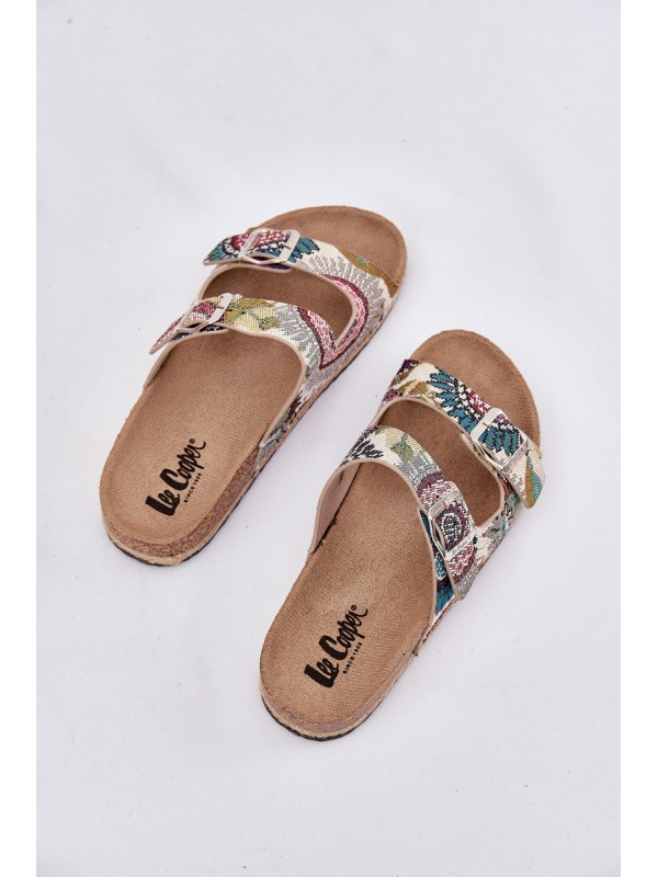 Patterned Women Slippers On Cork Platform With Buckles Lee Cooper LCW-25-35-3483L Multicolor