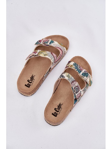 Patterned Women Slippers On Cork Platform With Buckles Lee Cooper LCW-25-35-3483L Multicolor