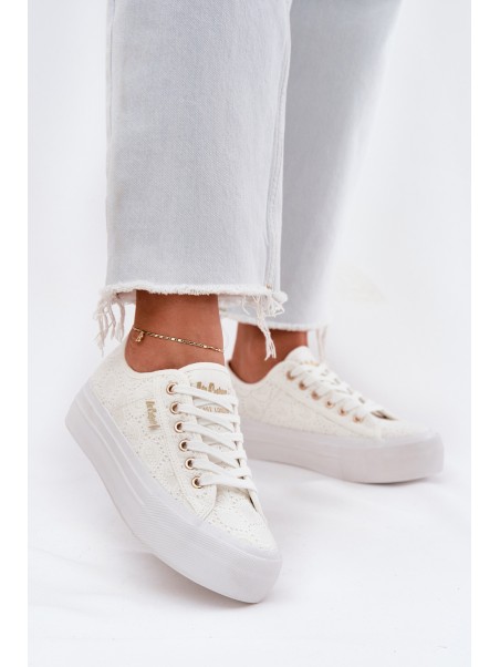 Moteriški sportbačiai su nėriniais Lee Cooper LCW-25-31-3438L balti