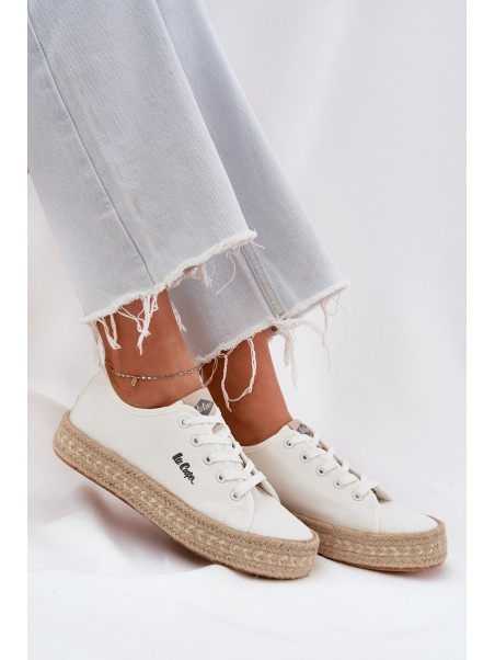 Moteriški sportbačiai su pynimo detalėmis Lee Cooper LCW-25-44-3217 balti