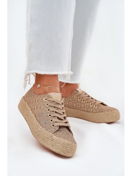 Patterned Women's Platform Sneakers With Weaving Lee Cooper LCW-25-08-3646L Khaki