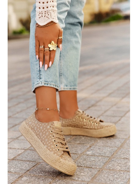 Patterned Women's Platform Sneakers With Weaving Lee Cooper LCW-25-08-3646L Khaki