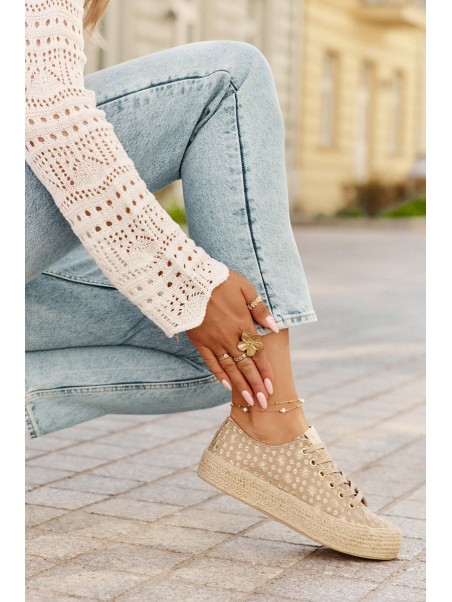 Patterned Women's Platform Sneakers With Weaving Lee Cooper LCW-25-08-3646L Khaki