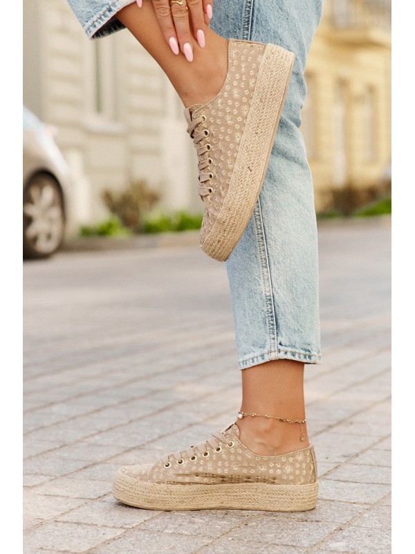 Patterned Women's Platform Sneakers With Weaving Lee Cooper LCW-25-08-3646L Khaki