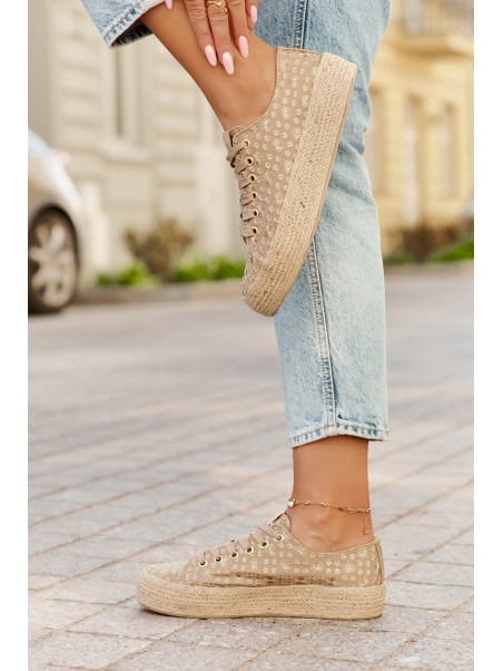 Patterned Women's Platform Sneakers With Weaving Lee Cooper LCW-25-08-3646L Khaki