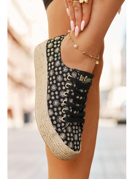 Patterned Women's Platform Sneakers With Braiding Lee Cooper LCW-25-08-3647L Black