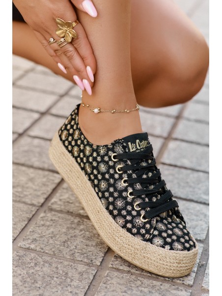 Patterned Women's Platform Sneakers With Braiding Lee Cooper LCW-25-08-3647L Black