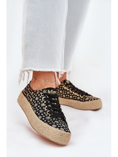 Patterned Women's Platform Sneakers With Braiding Lee Cooper LCW-25-08-3647L Black
