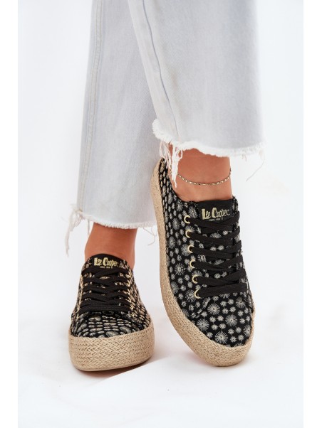 Patterned Women's Platform Sneakers With Braiding Lee Cooper LCW-25-08-3647L Black
