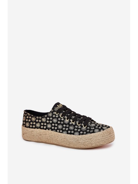 Patterned Women's Platform Sneakers With Braiding Lee Cooper LCW-25-08-3647L Black