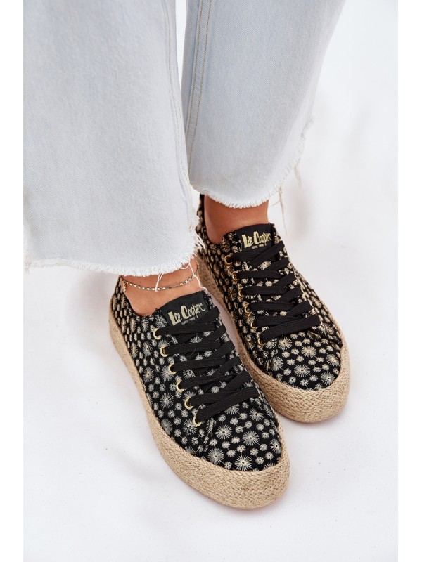 Patterned Women's Platform Sneakers With Braiding Lee Cooper LCW-25-08-3647L Black