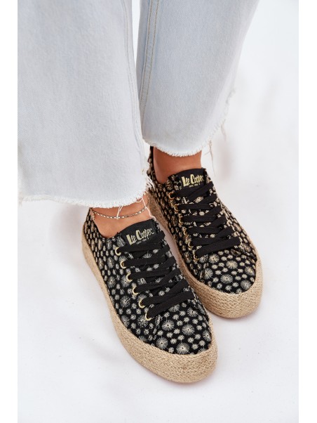 Patterned Women's Platform Sneakers With Braiding Lee Cooper LCW-25-08-3647L Black