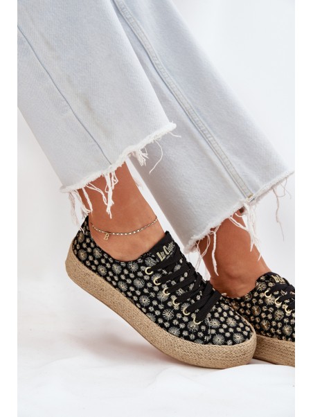 Patterned Women's Platform Sneakers With Braiding Lee Cooper LCW-25-08-3647L Black