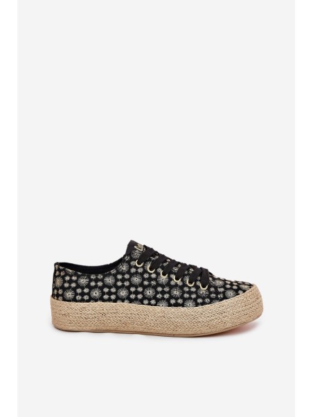 Patterned Women's Platform Sneakers With Braiding Lee Cooper LCW-25-08-3647L Black
