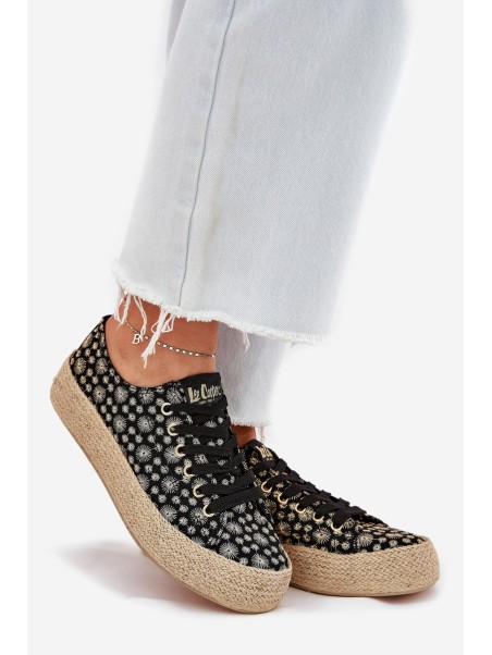 Patterned Women's Platform Sneakers With Braiding Lee Cooper LCW-25-08-3647L Black