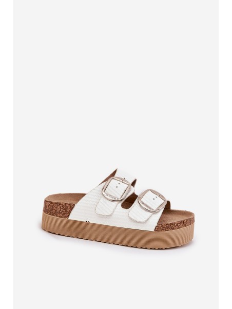 Moteriškos platforminės basutės su sagtimis Lee Cooper LCW-25-35-3496L baltos