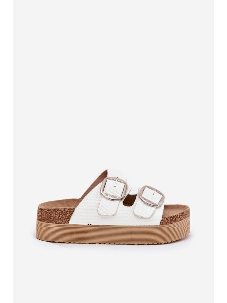 Moteriškos platforminės basutės su sagtimis Lee Cooper LCW-25-35-3496L baltos