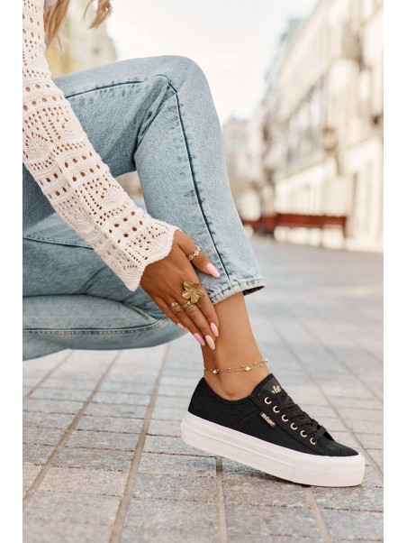 Moteriški sportbačiai su nėriniais Lee Cooper LCW-25-31-3439L juodi