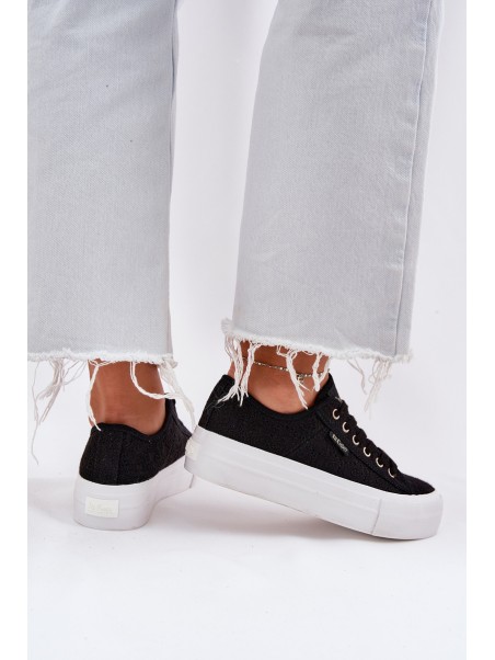 Moteriški sportbačiai su nėriniais Lee Cooper LCW-25-31-3439L juodi