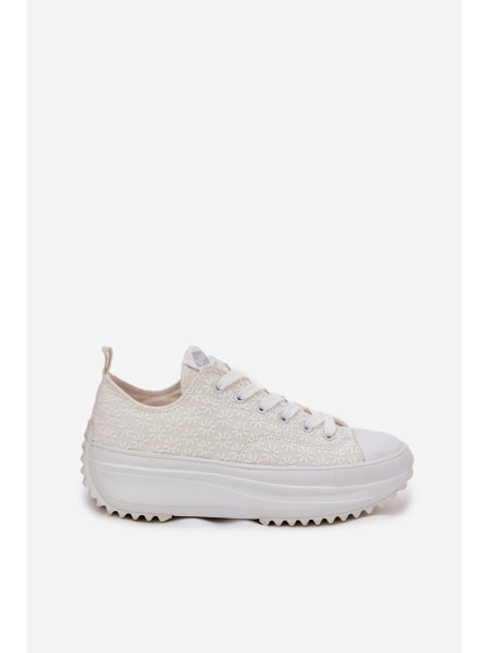 Women's Sneakers With Embroidery On Platform Lee Cooper LCW-25-31-3465L White