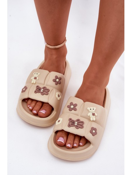 Foam Slippers With Clips Beige Redienna