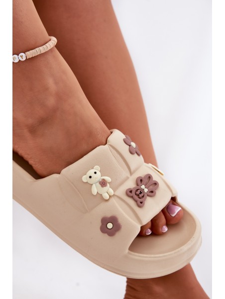 Foam Slippers With Clips Beige Redienna