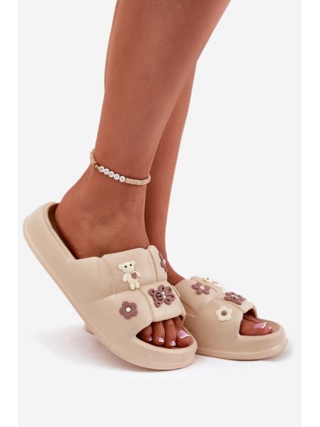 Foam Slippers With Clips Beige Redienna