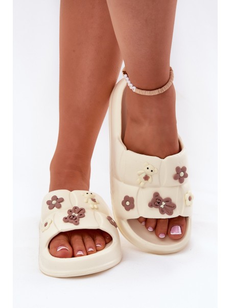 Foam Slides With Clips Ecru Redienna