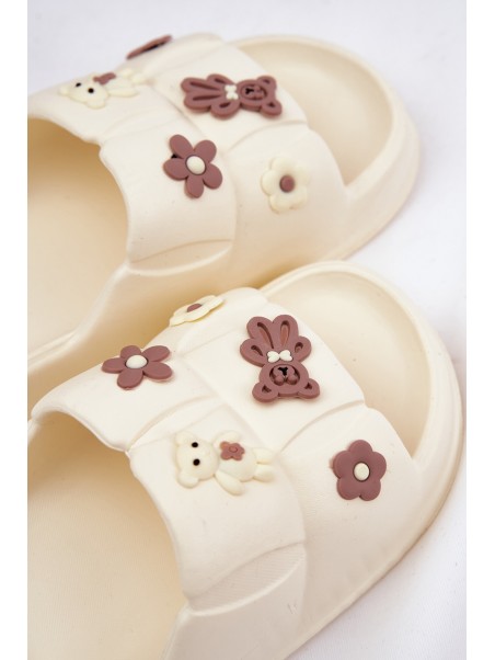 Foam Slides With Clips Ecru Redienna