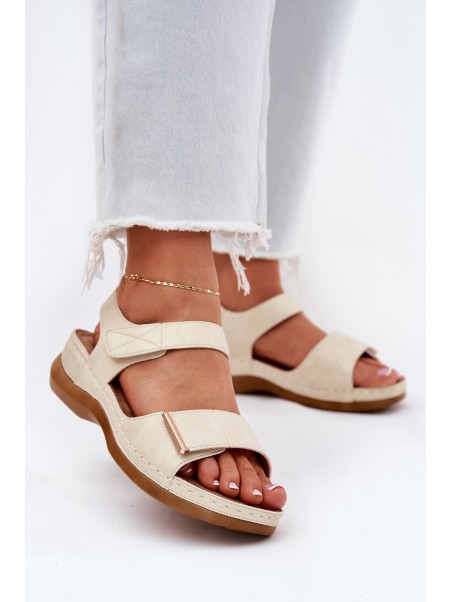 Comfortable women's sandals with Velcro gold Iphiope