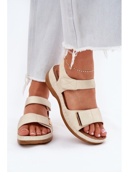 Comfortable women's sandals with Velcro gold Iphiope