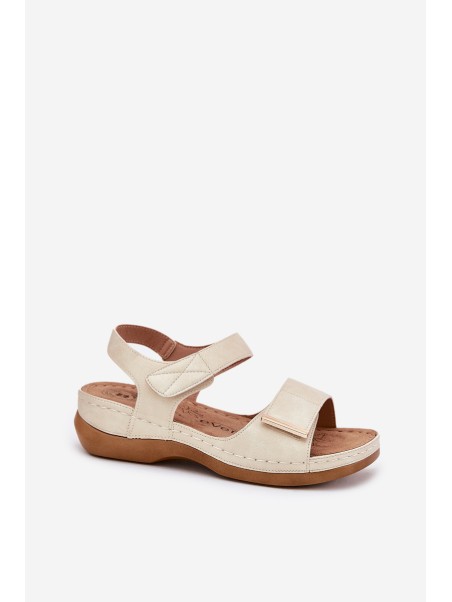 Comfortable women's sandals with Velcro gold Iphiope