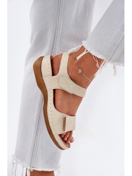 Comfortable women's sandals with Velcro gold Iphiope