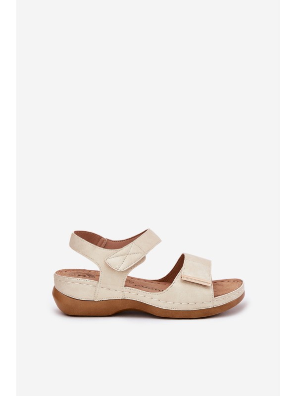 Comfortable women's sandals with Velcro gold Iphiope