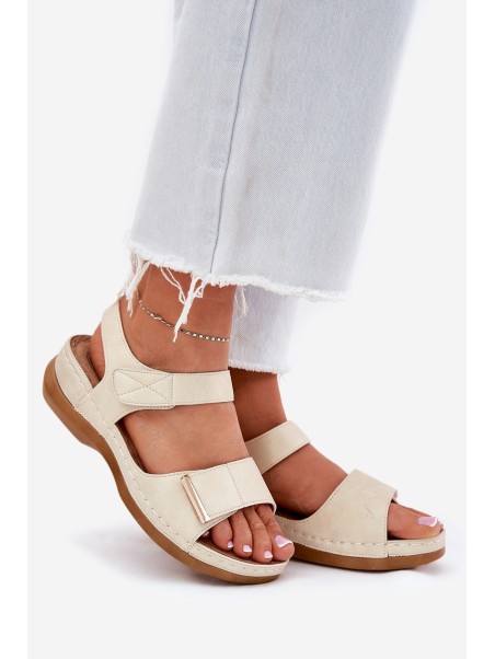 Comfortable women's sandals with Velcro gold Iphiope
