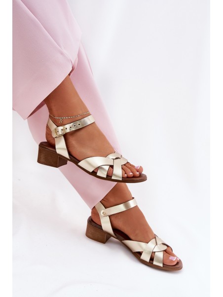 Leather sandals on a delicate heel Zazoo 40372 gold