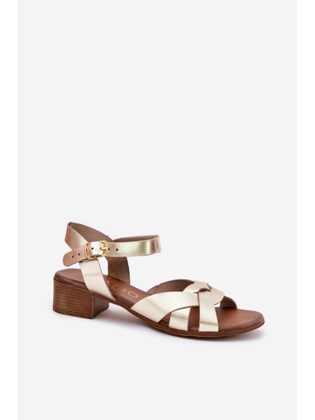 Leather sandals on a delicate heel Zazoo 40372 gold