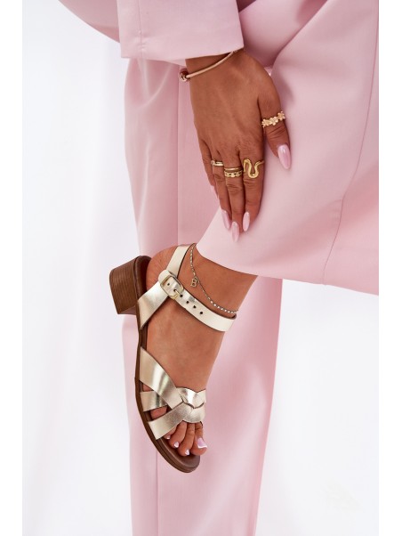 Leather sandals on a delicate heel Zazoo 40372 gold