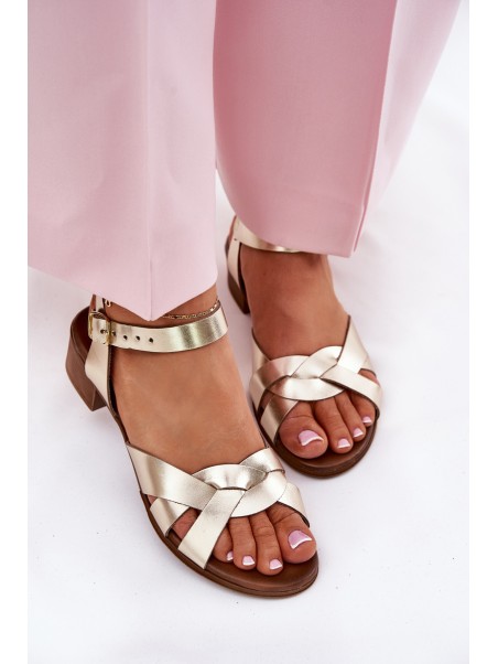 Leather sandals on a delicate heel Zazoo 40372 gold