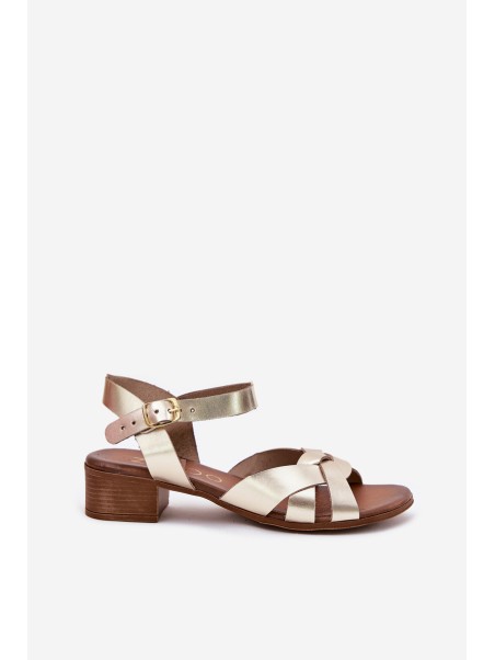 Leather sandals on a delicate heel Zazoo 40372 gold