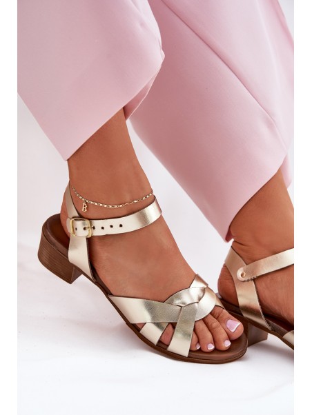 Leather sandals on a delicate heel Zazoo 40372 gold