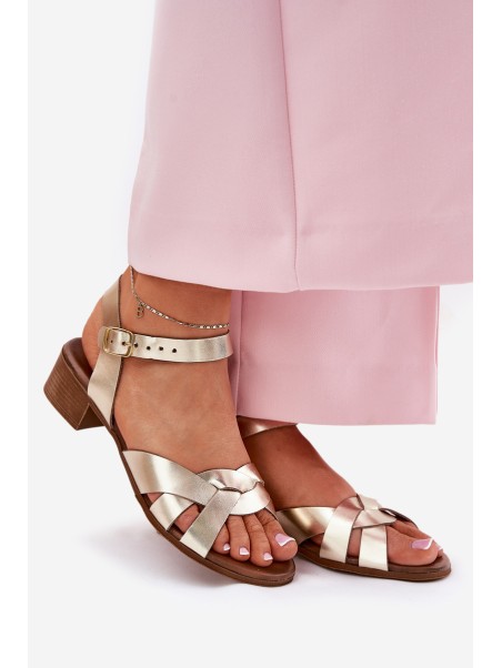 Leather sandals on a delicate heel Zazoo 40372 gold