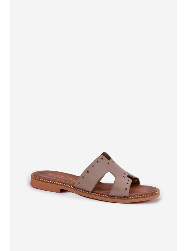 Zazoo 40326 Women's sandals with decorative cutouts dark beige