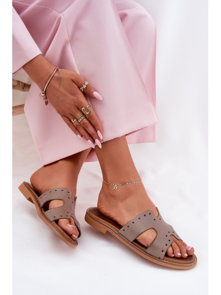 Zazoo 40326 Women's sandals with decorative cutouts dark beige