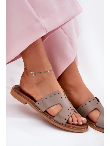 Zazoo 40326 Women's sandals with decorative cutouts dark beige