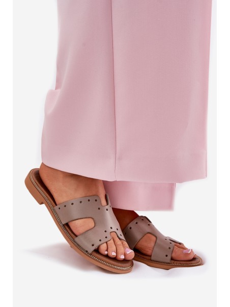 Zazoo 40326 Women's sandals with decorative cutouts dark beige