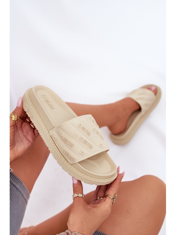 Ladies Platform Slippers Big Star RR274A542 Beige