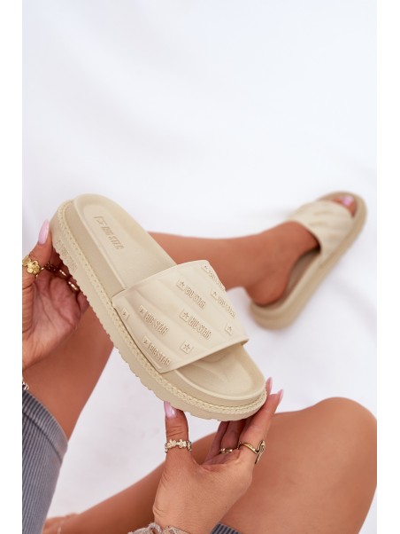 Ladies Platform Slippers Big Star RR274A542 Beige