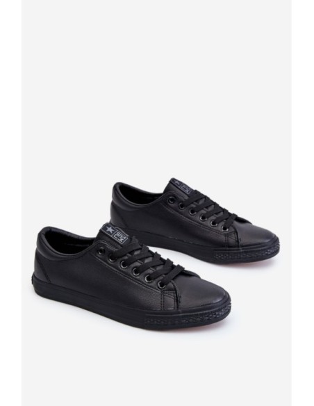 Women's Classic Leather Sneakers Black Misima